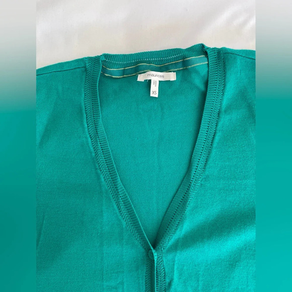 Maurice’s Kelly Green V-Neck 3/4 Sleeve Button Up Cardigan Size XS - Picture 3 of 11